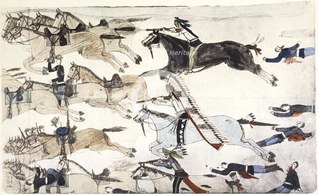 Battle of Little Bighorn, Montana, USA, 25-26 June 1876 (c1900). Artist: Amos Bad Heart Buffalo