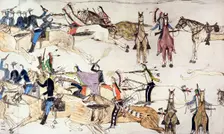 Battle of Little Bighorn, Montana, USA, 25-26 June 1876 (c1900). Creator: Amos Bad Heart Buffalo