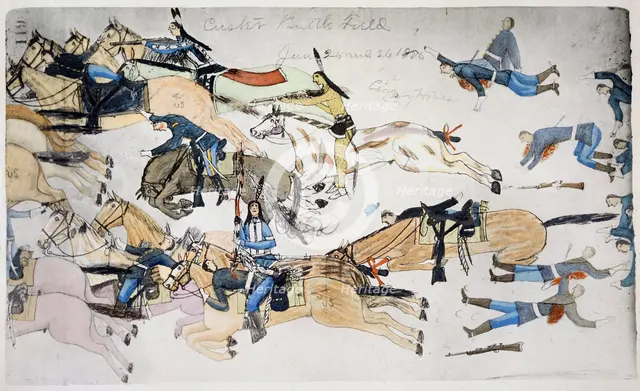 Battle of Little Bighorn, Montana, USA, 25-26 June 1876 (c1900). Creator: Amos Bad Heart Buffalo.