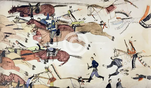 Battle of Little Bighorn, Montana, USA, 25-26 June 1876 (c1900). Creator: Amos Bad Heart Buffalo.