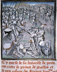 Battle of Poitiers (732), with Carlos Martel winner of the Arabs. Miniature of Chroniques of Jea…
