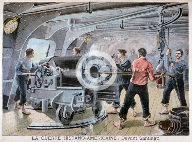 Battle of Santiago, Spanish-American War, 1898. Creator: F Meaulle.
