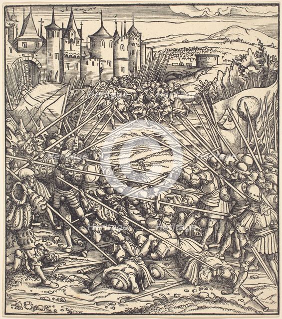 Battle of the Foot Soldiers with Lances. Creator: Hans Burgkmair, the Elder.