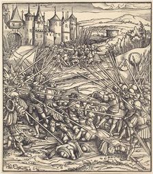 Battle of the Foot Soldiers with Lances. Creator: Hans Burgkmair, the Elder