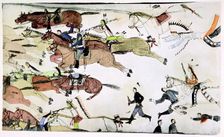 Battle of the Little Big Horn, Montana, USA, 25-26 June 1876, (c1900). Artist: Amos Bad Heart Buffalo