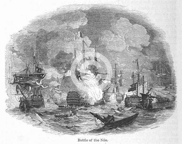 Battle of the Nile, 1798, (1856). Creator: Josiah Wood Whymper.