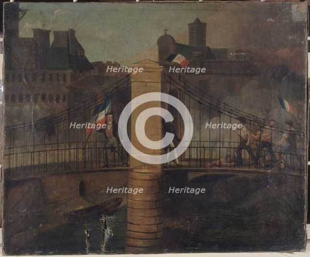 Battle of the Pont d'Arcole in Paris, July 28, 1830.  Creator: Unknown.