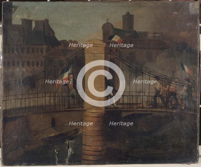 Battle of the Pont d'Arcole in Paris, July 28, 1830.  Creator: Unknown.