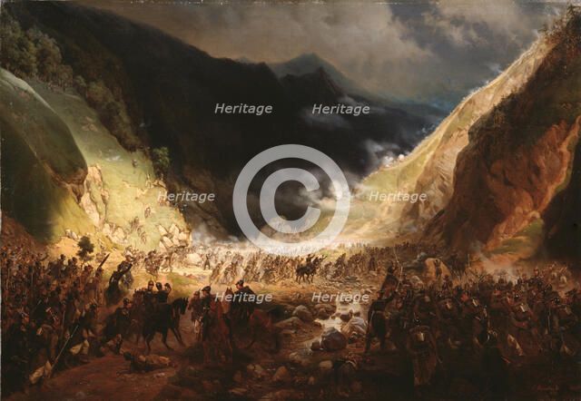 Battle of the Rothenthurm Pass, 1871. Artist: Willewalde, Gottfried (Bogdan Pavlovich) (1818-1903)