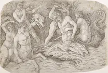 Battle of the sea gods, early 1470s-c.1490. Creator: Andrea Mantegna