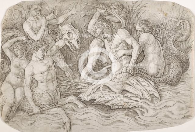 Battle of the sea gods,  early 1470s-c.1490. Creator: Andrea Mantegna.