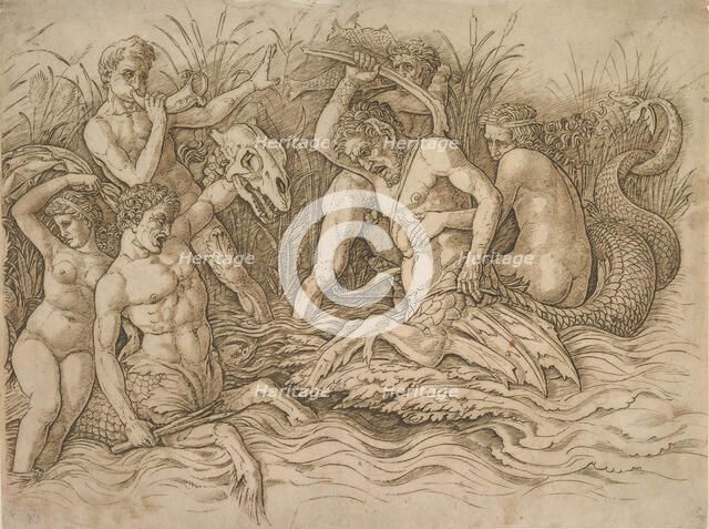 Battle of the Sea-Gods (right half), ca. 1485-88. Creator: Andrea Mantegna.