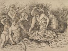 Battle of the Sea Gods (Right portion of a frieze), ca. 1485-88. Creator: Andrea Mantegna