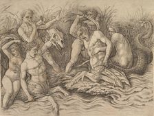Battle of the Sea Gods (Right portion of a frieze), ca. 1485-88. Creator: Andrea Mantegna