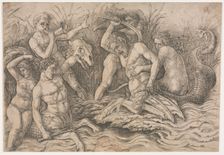 Battle of the Sea Gods - right portion, c. 1485-88. Creator: Andrea Mantegna (Italian, 1431-1506)