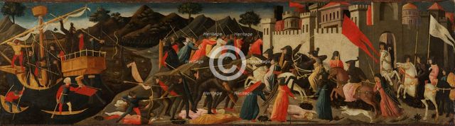 Battle of Theseus and the Amazons, about 1450. Creator: Domenico di Michelino.