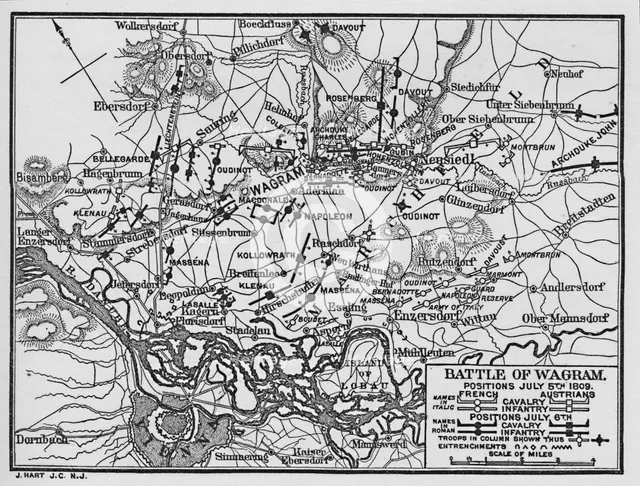 Battle of Wagram, positions July 5th 1809', (1896).  Artist: Unknown.