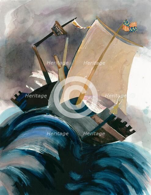 Battle of Winchelsea, 1350 (2010).   Artist: Judith Dobie.