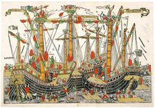 Battle of Zonchio in August 1499, c1500. Creator: Anon