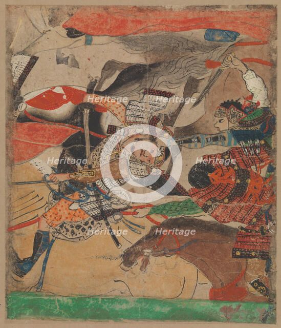 Battle at Rokuhara, from The Tale of the Heiji Rebellion (Heiji monogatari)..., 14th century. Creator: Unknown.