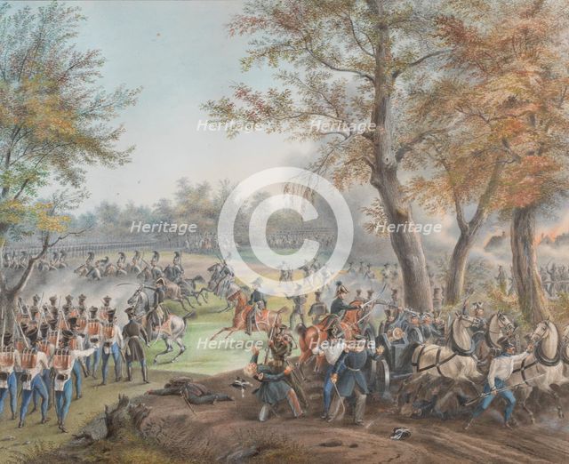 Battle at Zalesie near Biala Podlaska on October 1812, c. 1912. Creator: Hoechle, Johann Nepomuk (1790-1835).