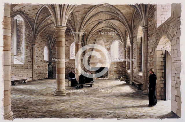 Battle Abbey, 12th century, (c1990-2010). Artist: Peter Urmston.