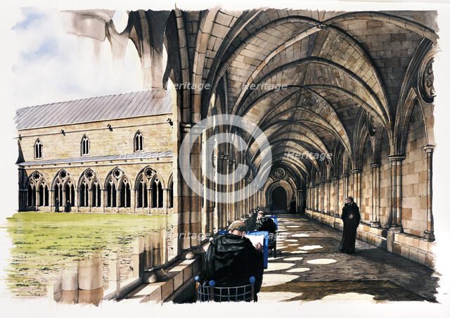 Battle Abbey, 13th century, (c1990-2010) Artist: Peter Urmston.