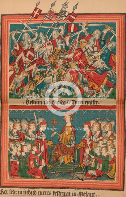 'Battle and Court of Justice During Henry VII's March Upon Rome: A Page from the Codex Balduineus',  Artist: Unknown.