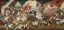 Battle around Kumamoto Castle, 19th century. Creator: Tsukioka Yoshitoshi