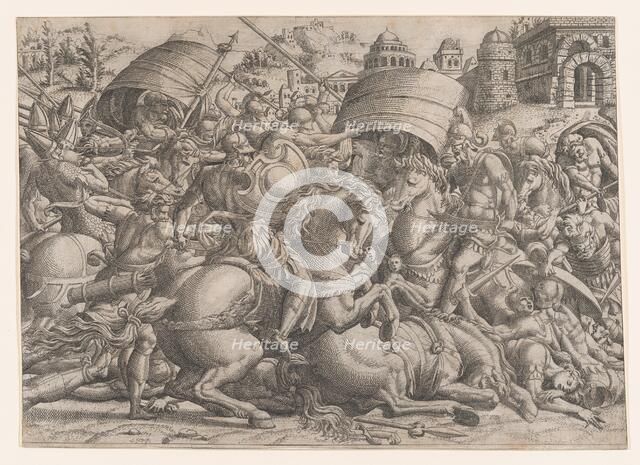 Battle Before Troy, 1535-55. Creator: Jean Mignon.