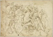 Battle between Cavalry and Foot Soldiers. Creator: Unknown