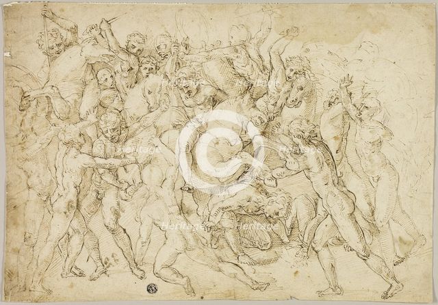 Battle between Cavalry and Foot Soldiers. Creator: Unknown.
