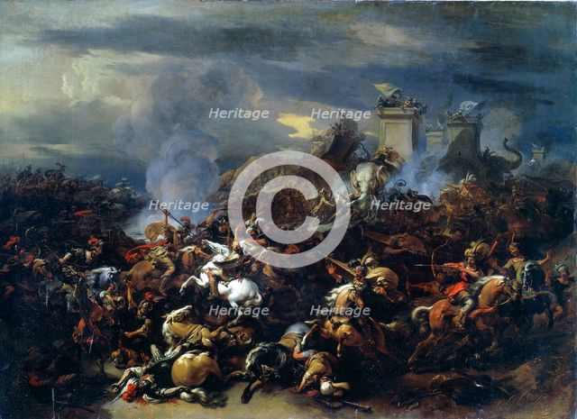 'Battle between Alexander and Porus', 326 BC, (mid to late 17th century). Artist: Nicolaes Berchem