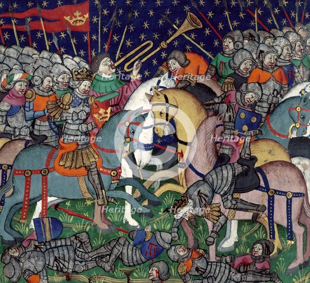 Battle between Alexander the Great and Porus, 15th century.  Creator: Unknown.