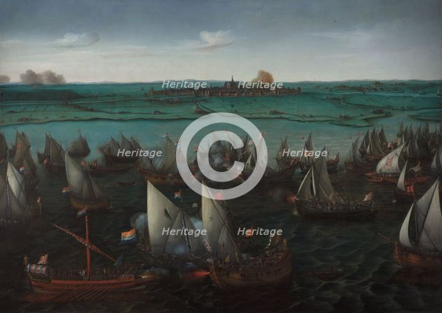 Battle between Dutch and Spanish Ships on the Haarlemmermeer, in or after 1629. Creator: Hendrick Cornelisz Vroom.