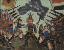 Battle between Dutch soldiers and indigenous people, 1800-1900. Creator: Anon