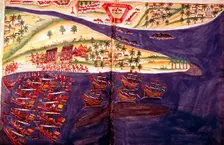 Battle between Muslims and Portuguese at Surat, Gujarat near Bombay, India, c16th century