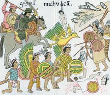 Battle between Nuno de Guzman and inhabitants of Michuacan, Mexico, 16th century
