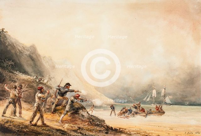 Battle between smugglers and marines, 1830. Creator: Theodore Gudin.