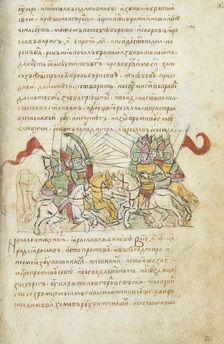 Battle between Sviatopolk the Accursed and Yaroslav the Wise (from the Radziwill Chronicle), 15th century. Artist: Anonymous
