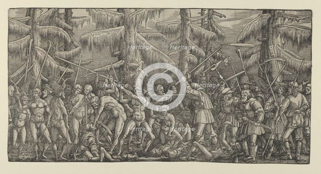 Battle Between Peasants and Naked Men in a Forest, 1522. Creator: Master NH.