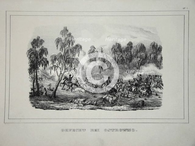 Battle between Russian troops and French cavalry near Ostrovno 25-26 July 1812. Artist: Anonymous  