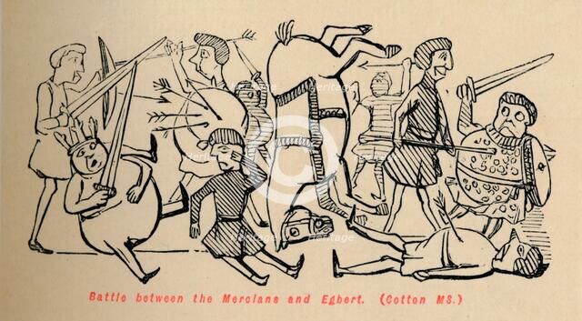 'Battle between the Mercians and Egbert', c1860, (c1860). Artist: John Leech.