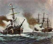 Battle between the "Meteor" and the "Bouvet" off Havana, 9 November 1870, (1936). Creator: Unknown