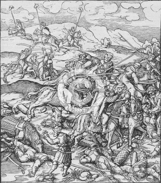 Battle between the Mongols under Timur and the Turks, c1400 (1908). Artist: Unknown.