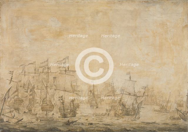 Battle between the Dutch and Swedish Fleets, in the Sound, 8 November 1658, 1658-1693. Creator: Willem van de Velde I.