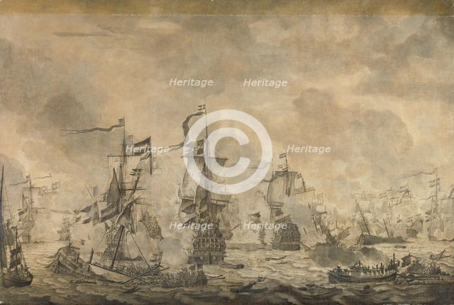 Battle between the Dutch and Swedish Fleets, in the Sound, 8 November 1658, 1665. Creator: Willem van de Velde I.