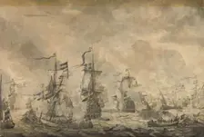 Battle between the Dutch and Swedish Fleets, in the Sound, 8 November 1658, 1665. Creator: Willem van de Velde I