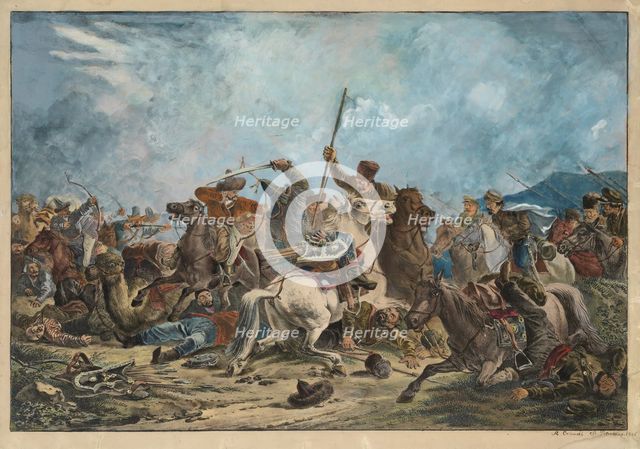 Battle between the Kirghiz and Cossacks. Artist: Orlowski (Orlovsky), Alexander Osipovich (1777-1832)
