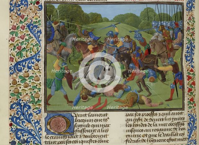 Battle between Turks under Sultan Murad I and Serbs, ca 1470-1475. Creator: Anonymous.